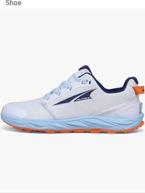 Altra Shoes - Altra White Light Blue Trail Runner with Orange Sole Accents